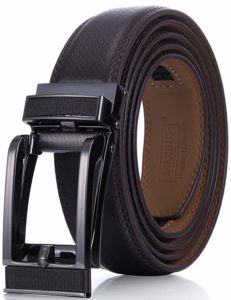 Marino Avenue Mens Genuine Leather Ratchet Dress Belt with Open Linxx Leather Buckle